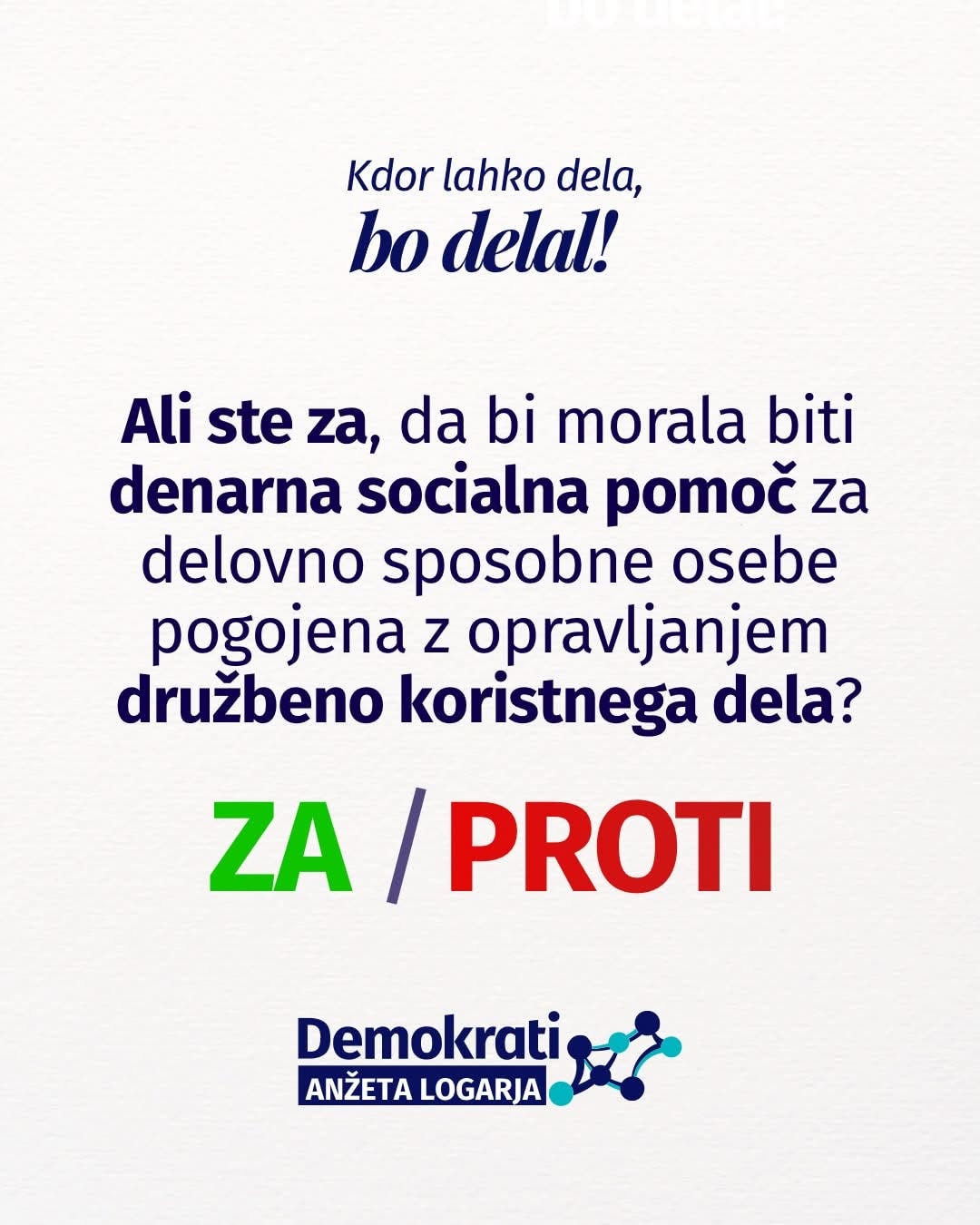 Delo je temelj solidarnosti: za pravičnejši sistem socialnih pomoči